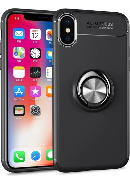 iPhone Xs Max Kılıf Range Yüzüklü Silikon - Siyah