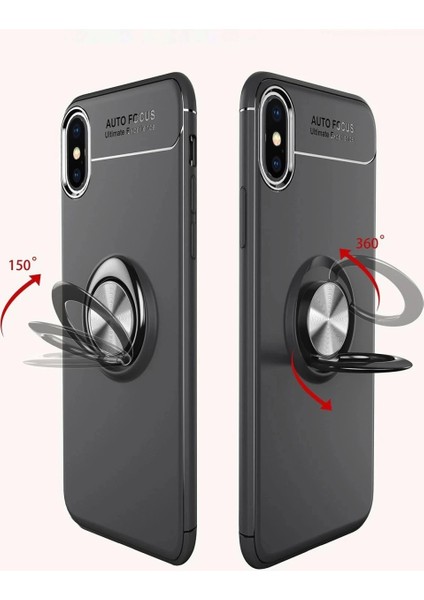 iPhone Xs Max Kılıf Range Yüzüklü Silikon - Siyah fırsatları