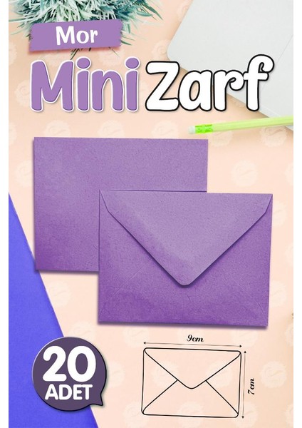 Mini Zarf Mor 9x7 cm 20 ADET-T1483 fiyatları