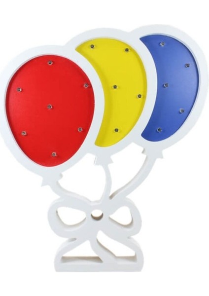 Renkli LED Işıklı Ahşap Dekoratif Pano, Uçan Balonlar Teması, Şık ve Eğlenceli Tasarım