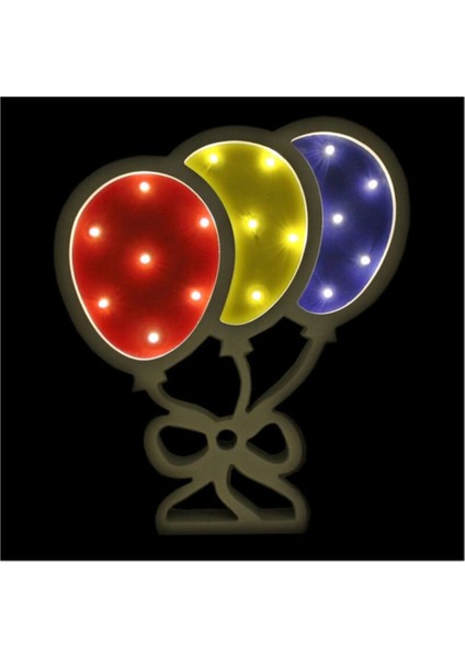 Renkli LED Işıklı Ahşap Dekoratif Pano, Uçan Balonlar Teması, Şık ve Eğlenceli Tasarım fırsatları