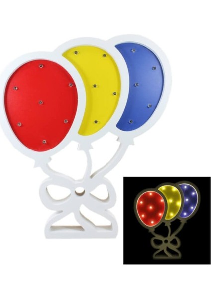 Renkli LED Işıklı Ahşap Dekoratif Pano, Uçan Balonlar Teması, Şık ve Eğlenceli Tasarım indirimleri