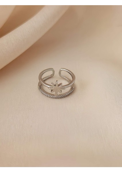 Iki Sıralı Kutup Yıldız Model Kıkırdak Kemik Ayarlanabilir Silver Gümüş Renkli Yüzük fırsatları