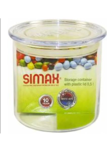Şeffaf Cam Saklama Kabı, 0,5 Lt, Turuncu Kapak, 96MM Çap, 95MM Yükseklik, 1 Adet