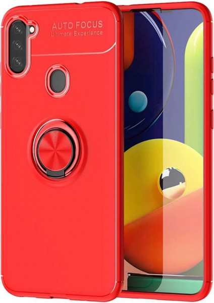 Samsung Galaxy A11 Kılıf Range Yüzüklü Silikon - Kırmızı