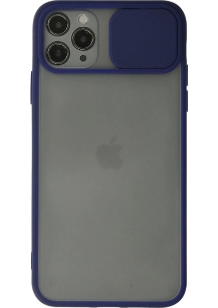 iPhone 11 Pro Max Kılıf Palm Buzlu Kamera Sürgülü Silikon - Lacivert