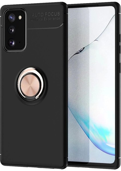 Samsung Galaxy Note 20 Kılıf Range Yüzüklü Silikon - Siyah-Gold