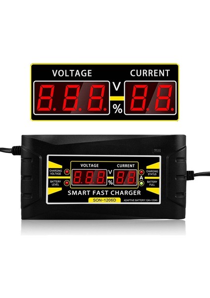 12V 6Ah Akü Şarj Cihazı Araç ve Otomobil Akülerine Uyumlu (Lithium Ion Pillere Uygun Değildir)