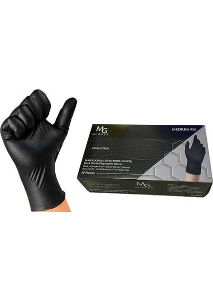 Junıor Mg L Elmas Dokulu Balık Sırtı Çift Taraf Nitril Eldiven