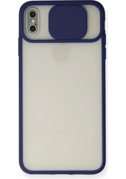 iPhone x Kılıf Palm Buzlu Kamera Sürgülü Silikon - Lacivert