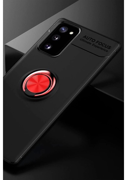 Samsung Galaxy Note 20 Kılıf Range Yüzüklü Silikon - Siyah-Kırmızı fiyatları
