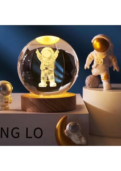 Cam Küre Gece Lambası, Çocuk Odası Dekoratif Aydınlatması, Sarı Renk