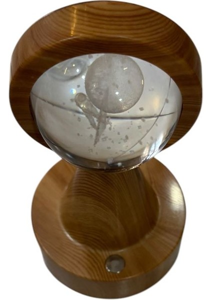 Renkli Cam Küre Gece Lambası, Usb, Ahşap Altlıklı, Işıklı, Ev ve Ofis Dekoru fiyatları