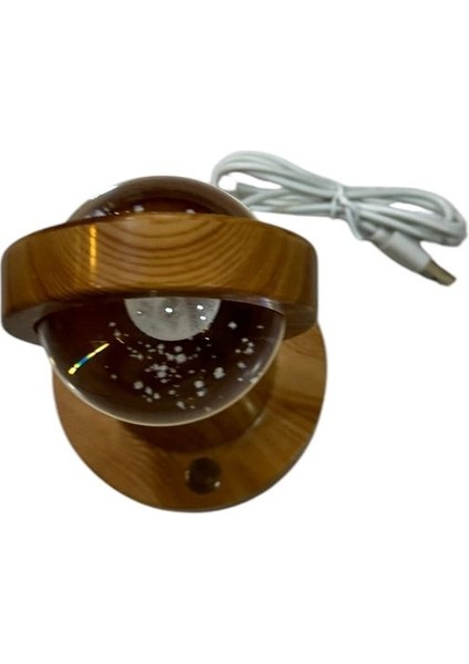 Renkli Cam Küre Gece Lambası, Usb, Ahşap Altlıklı, Işıklı, Ev ve Ofis Dekoru modelleri