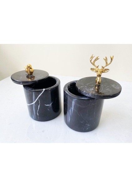Şık Siyah Mermer Baharatlık ve Dekoratif Kutu Seti modelleri