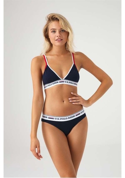 Lisanslı Kadın Büstiyer Slip %95 Pamuklu Kutulu Takım / Lacivert
