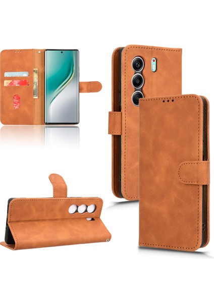 Camon 40 Için Creative Manyetik Premium Pu Deri Kapaklı Kılıf, Kart Yuvası ve El Kayışı Kılıfı (Yurt Dışından)