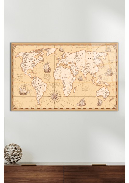 Tarihi Dünya Haritası Cam Tablo, Modern Ev Ofis Dekoru, Hediyelik Duvar Dekorasyonu, Kırılmaz Cam