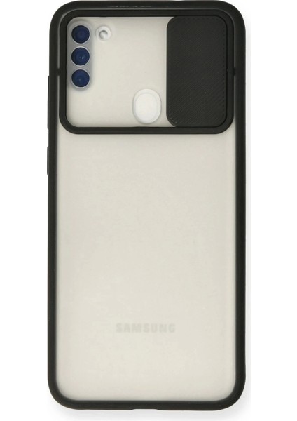Samsung Galaxy A11 Kılıf Palm Buzlu Kamera Sürgülü Silikon - Siyah