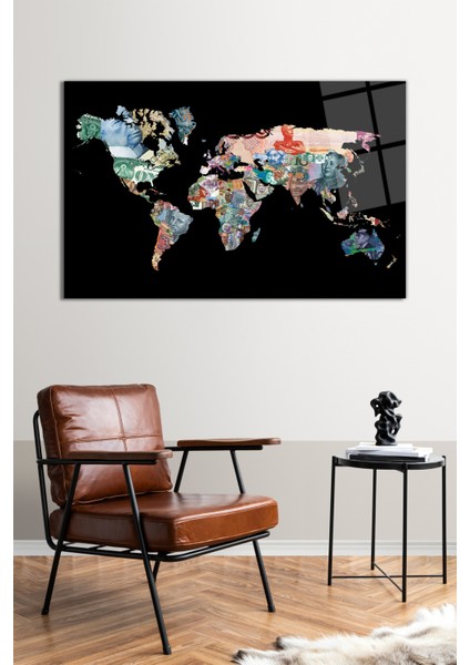 Para Desenli Harita Cam Tablo, Modern Ev ve Ofis Dekoru, Hediyelik Duvar Dekorasyonu, Kırılmaz Cam fiyatları