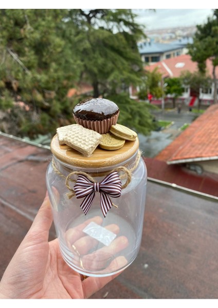 Pembe 800ML Seramik Vernikli Cupcake Kavanoz Şık ve Kullanışlı Ev Dekoru