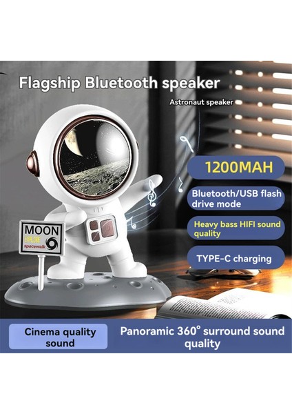 Astronot Şekilli Bluetooth Hoparlör Masaüstü Süsü Iyi Ses Kalitesi 5.0 Çip USB Arayüzü ile Hıfı Müzik (Yurt Dışından) fiyatları