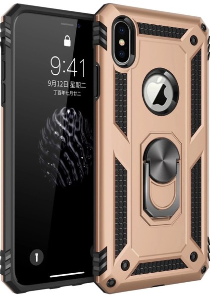 iPhone x Kılıf Sofya Yüzüklü Silikon Kapak - Gold