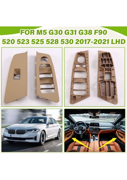 Bmw 5 Serisi M5 G30 G31 G38 F90 2017-2020 525 528 530 540 Lhd Istiridye Rengi Için Araba Iç Kapı Cam Anahtarı Kapağı (Yurt Dışından) indirimleri