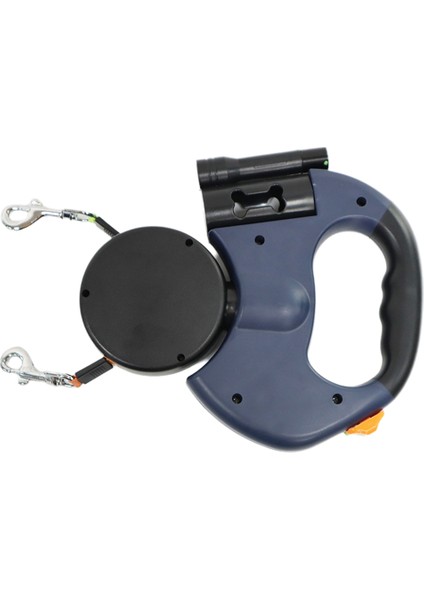 Otomatik Geri Çekilebilir Çift Köpek Tasması El Feneri Atık Torbası Kutusu Rulet Çift Uçlu Çekme Halatı Evcil Köpek Malzemeleri Mavi (Yurt Dışından)