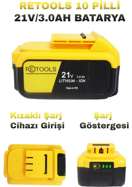 10 Pilli Batarya 21V/3.0AH Sarı