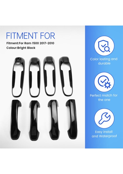 Araba Kapı Kolu Kılıfı Dış Kapı Kolu Döşemesi Dodge Ram 1500 2017-2010 Parlak Siyah (Yurt Dışından) indirimleri