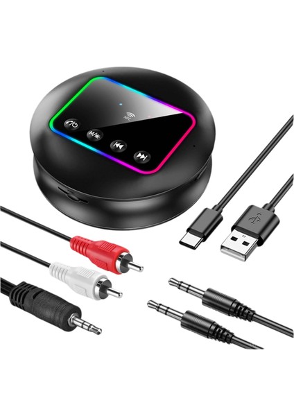 Nfc Bluetooth 5.4 Verici Alıcı, Tv/araba/pc/hoparlörler Için Rgb Işıklı/aux/rca/tf Bluetooth Rca Ses Adaptörü (Yurt Dışından)