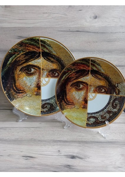 12 Parça 6 Kişilik Porselen Pasta ve Servis Tabağı Seti Zeugma Serisi