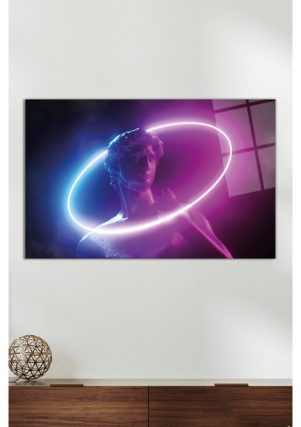 Yunan Tanrısı Neon Cam Tablo, Modern Ev ve Ofis Dekoru, Hediyelik Duvar Dekorasyonu, Kırılmaz Cam