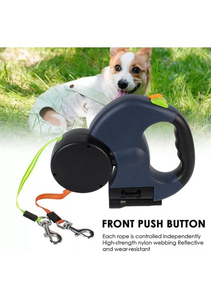 Otomatik Geri Çekilebilir Çift Köpek Tasması El Feneri Atık Torbası Kutusu Rulet Çift Uçlu Çekme Halatı Evcil Köpek Malzemeleri Kırmızı (Yurt Dışından) indirimleri