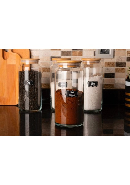 4’lü 1300CC Bambu Kapaklı Cam Kavanoz Takım, Çay, Şeker, Tuz Için Ideal Seçim modelleri