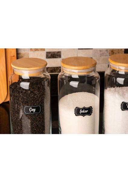 4’lü 1300CC Bambu Kapaklı Cam Kavanoz Takım, Çay, Şeker, Tuz Için Ideal Seçim indirimleri