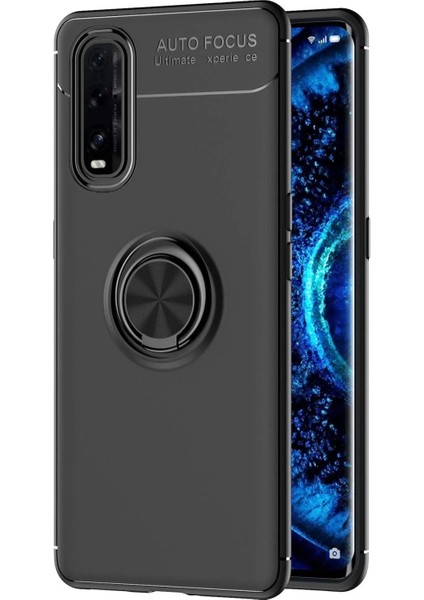 Oppo Find X2 Kılıf Range Yüzüklü Silikon - Siyah