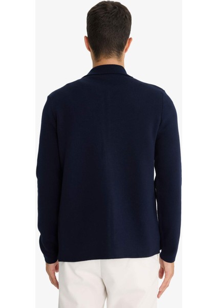 Standart Fit Polo Yaka Basic Düz Fermuarlı Triko Hırka D3592AX25WN