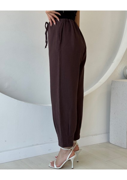 Kahverengi Ham Keten Pantolon indirimleri