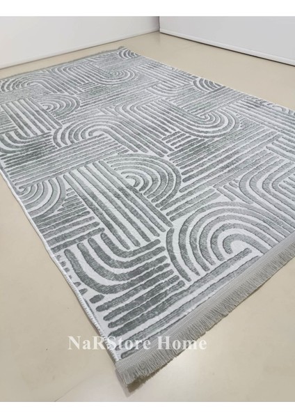 Elit Osso Gri Beyaz Saçaklı Kabartmalı Kaymaz Taban Yıkanabilir Kesme Yolluk Halı indirimleri