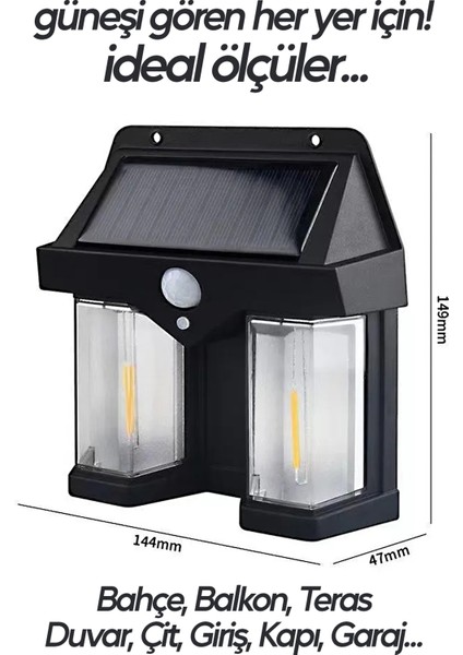 Sensörlü Solar Panelli Beyaz LED Işık 3 Modlu Pilli Otomatik Bahçe Aydınlatması Duvar LED Işık modelleri