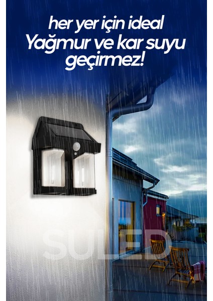 Sensörlü Solar Panelli Beyaz LED Işık 3 Modlu Pilli Otomatik Bahçe Aydınlatması Duvar LED Işık