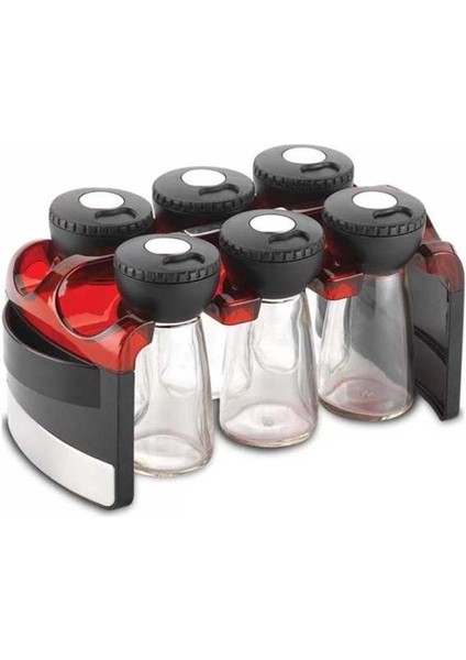 Kırmızı ve Beyaz Renklerde 6'lı Aromalı Baharat Seti, Şık ve Kullanışlı Tasarım