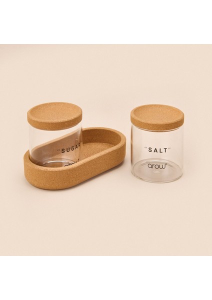 Şeffaf ve Açık Kahverengi Mantar Kapaklı Cam Baharatlık Seti (2'li) modelleri