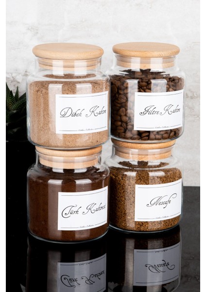 4’lü 500ML Ahşap Kapaklı Kahve Kavanoz Seti Dibek Filtre Nescafe Türk Kahvesi fiyatları