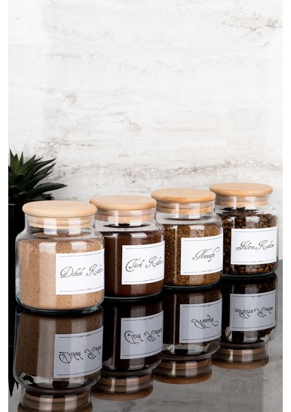 4’lü 500ML Ahşap Kapaklı Kahve Kavanoz Seti Dibek Filtre Nescafe Türk Kahvesi modelleri