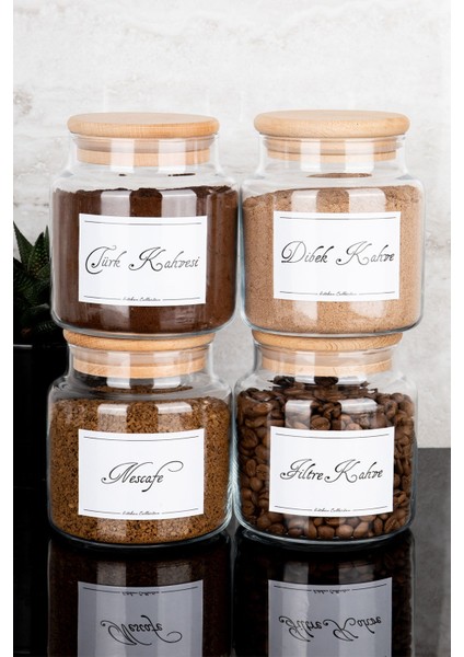 4’lü 500ML Ahşap Kapaklı Kahve Kavanoz Seti Dibek Filtre Nescafe Türk Kahvesi fırsatları