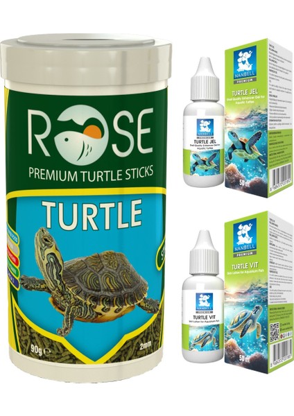 Turtle Sticks 250ML, Kaplumbağa Vitamini 50CC, Kabuk Jel Bakım 50CC