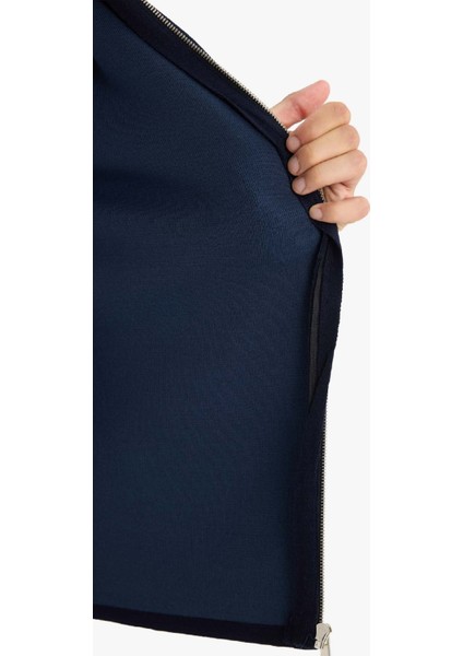 Standart Fit Polo Yaka Basic Düz Fermuarlı Triko Hırka D3592AX25WN